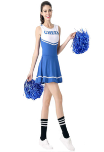 Blaues Cheerleader-Kostüm-Abendkleid High School Musical Cheerleading-Uniform ohne Pom-Pom