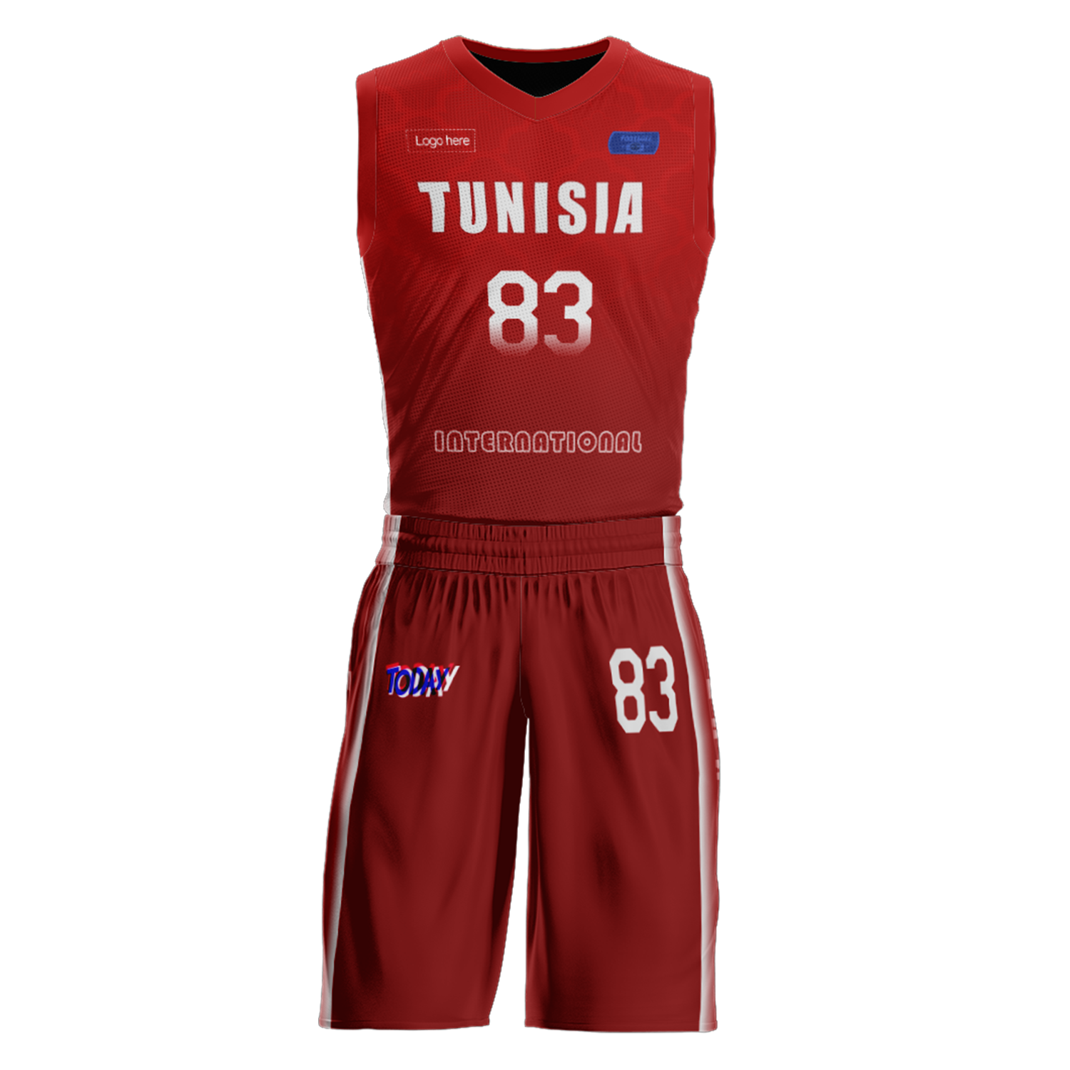 Benutzerdefinierte Tunesien-Team-Basketballanzüge